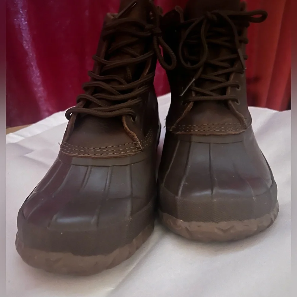 New Men's Heritage duck boots in tumbled leather For Dark Earth Multi, Size 10